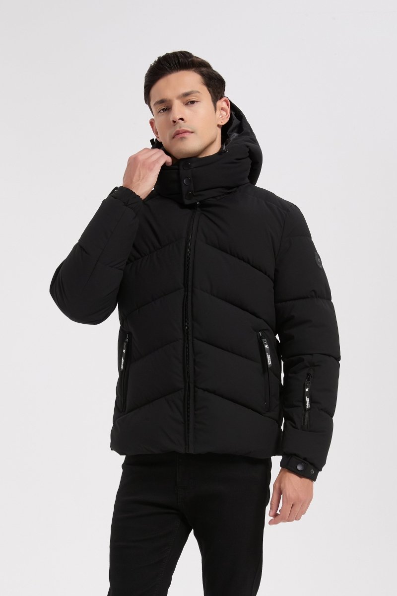 Doudoune noir homme à capuche LÉON