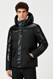 Doudoune noir homme à col effet mouton EMMANUEL