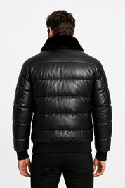 Doudoune noir homme similicuir DENNIS
