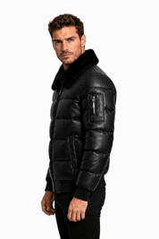 Doudoune noir homme similicuir DENNIS