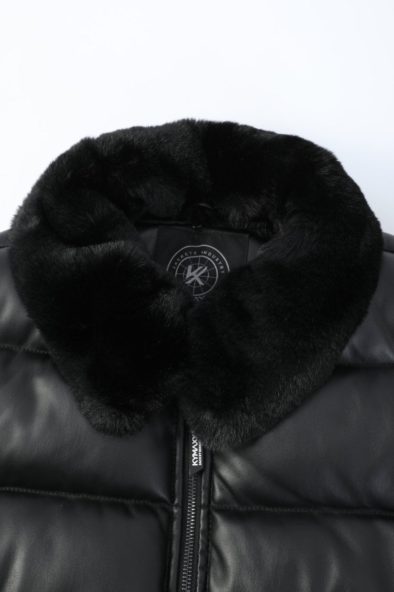 Doudoune noir homme similicuir DENNIS