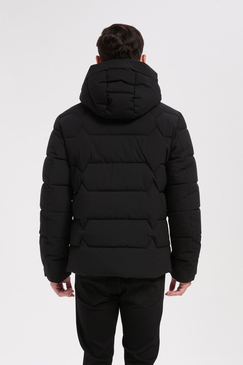 Doudoune noire homme à capuche LUC