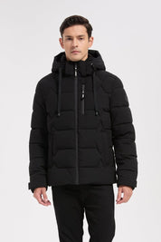 Doudoune noire homme à capuche LUC