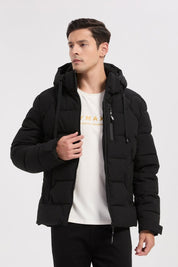 Doudoune noire homme à capuche LUC