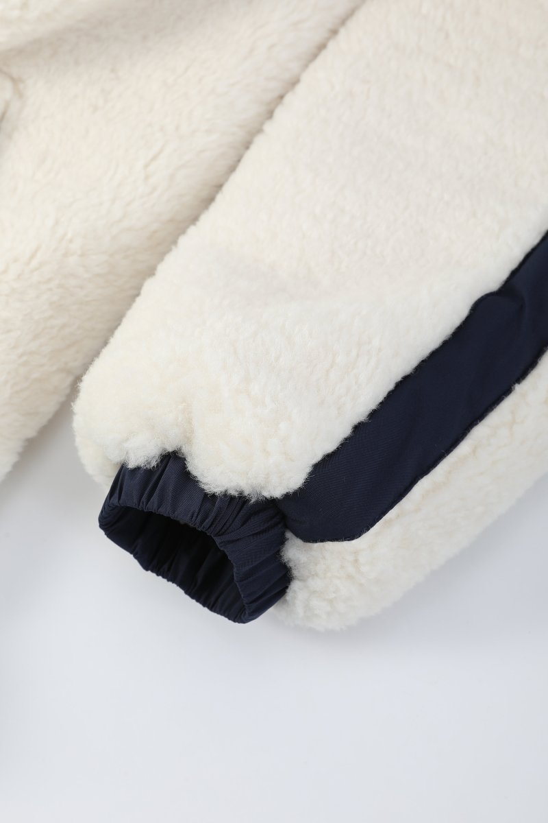 Doudoune polaire écrue et bleu foncé homme à capuche DUFFY