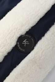 Doudoune polaire écrue et bleu foncé homme à capuche DUFFY