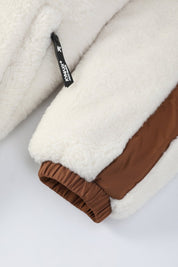 Doudoune polaire écrue et camel homme à capuche DUFFY