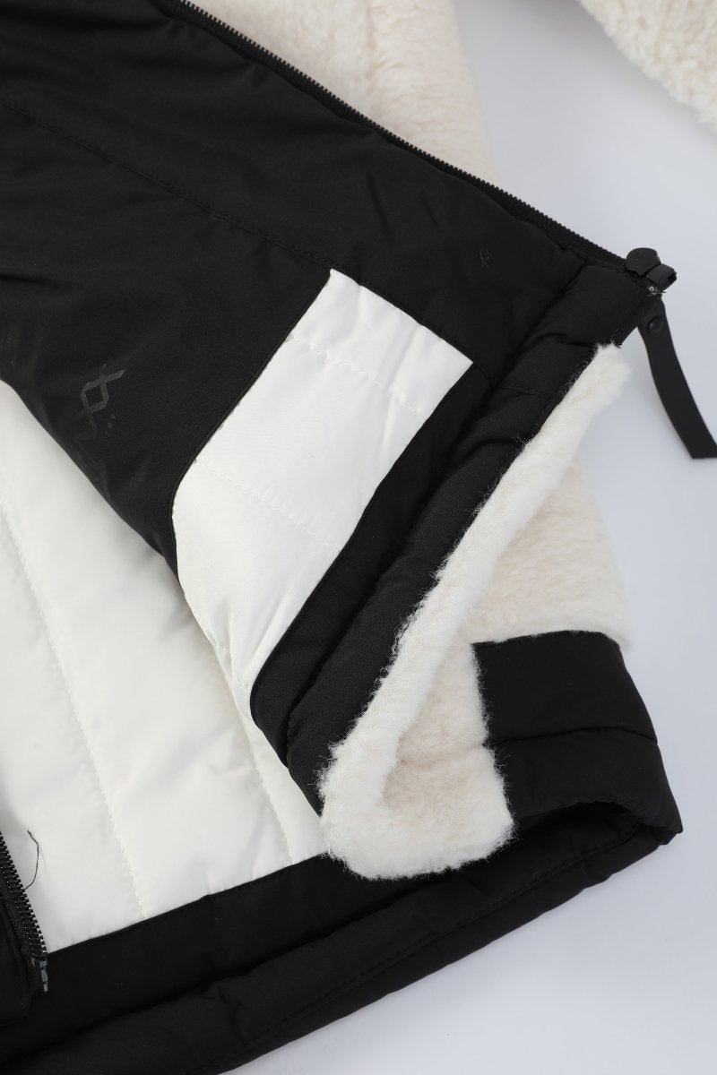 Doudoune polaire écrue et noir homme à capuche DUFFY