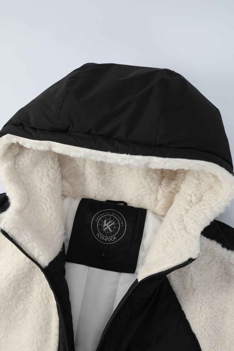 Doudoune polaire écrue et noir homme à capuche DUFFY