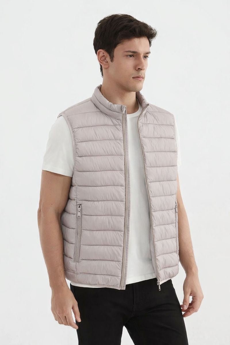 Doudoune sans manches à matière recyclée beige SAMUEL