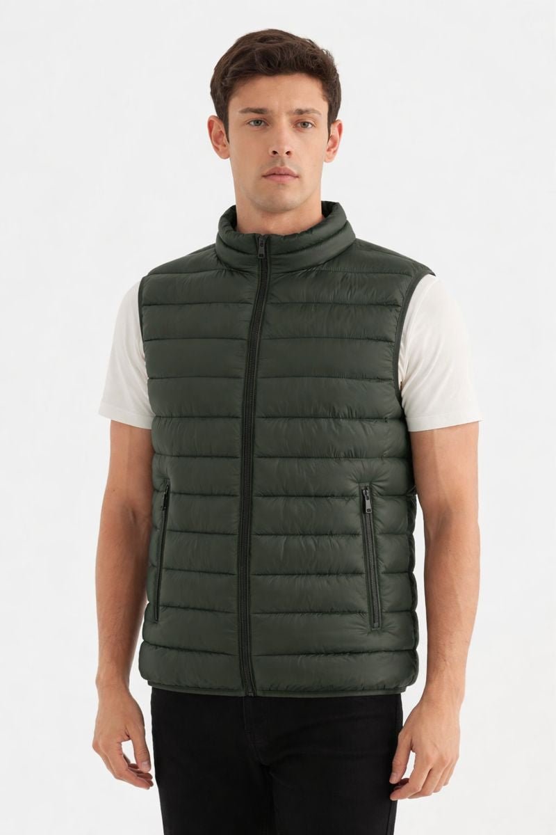 Doudoune sans manches à matière recyclée kaki foncé SAMUEL
