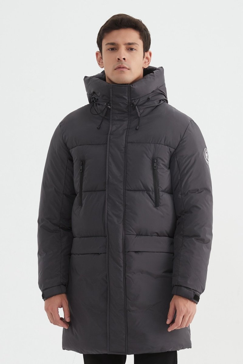 Doudoune uni longue à capuche pour homme Kymaxx – KYMAXX