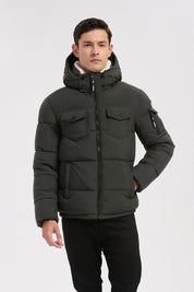 Doudoune vert homme à capuche DAVID