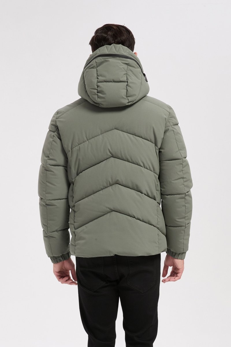 Doudoune vert homme à capuche LÉON