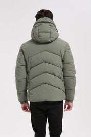 Doudoune vert homme à capuche LÉON