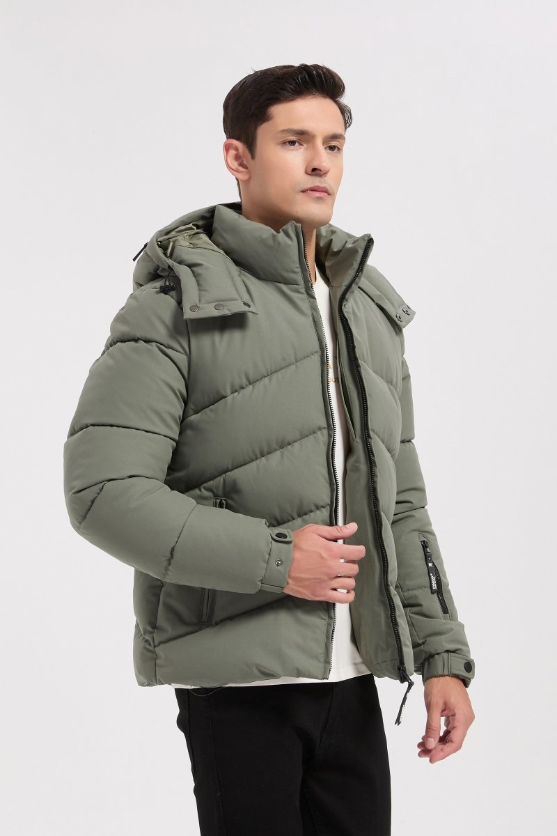 Doudoune vert homme à capuche LÉON