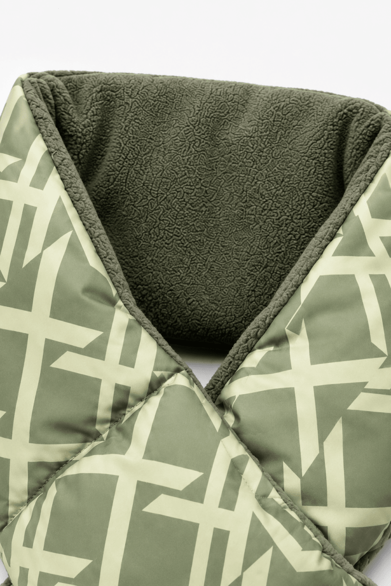 Écharpe matelassée unisexe à motifs géométriques vert