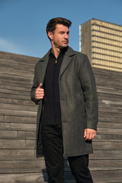Manteau long feutré gris foncé FLORIN
