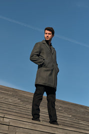 Manteau long feutré gris foncé FLORIN