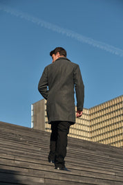 Manteau long feutré gris foncé FLORIN