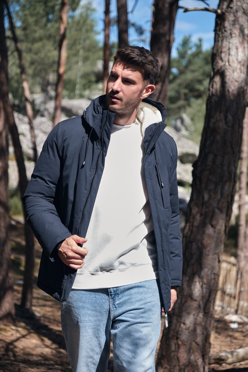 Parka bleu foncé homme doublée sherpa LOÏC