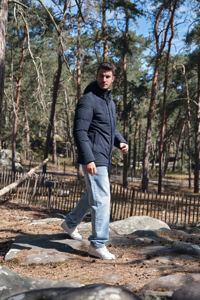 Parka bleu foncé homme doublée sherpa LOÏC