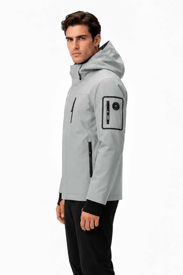 Parka gris clair homme à capuche FIELD