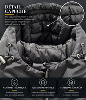 Parka longue à capuche zippée gris NEO