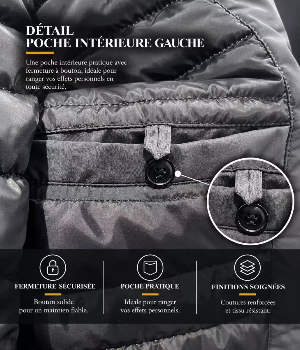 Parka longue à capuche zippée gris NEO