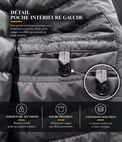 Parka longue à capuche zippée gris NEO