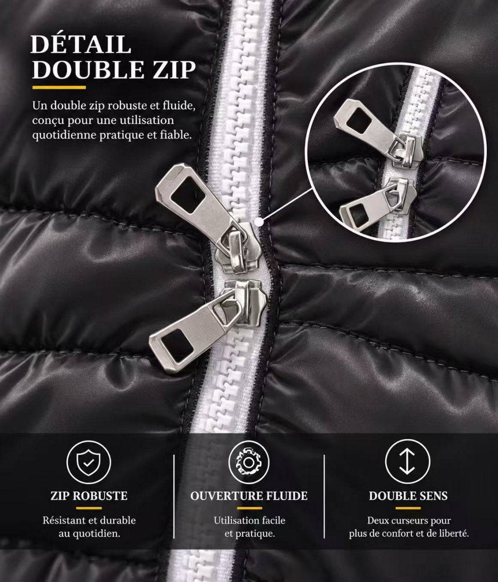 Parka longue à capuche zippée gris NEO