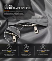 Parka longue à capuche zippée gris NEO