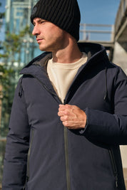 Parka longue bleu homme avec capuche MARCEL
