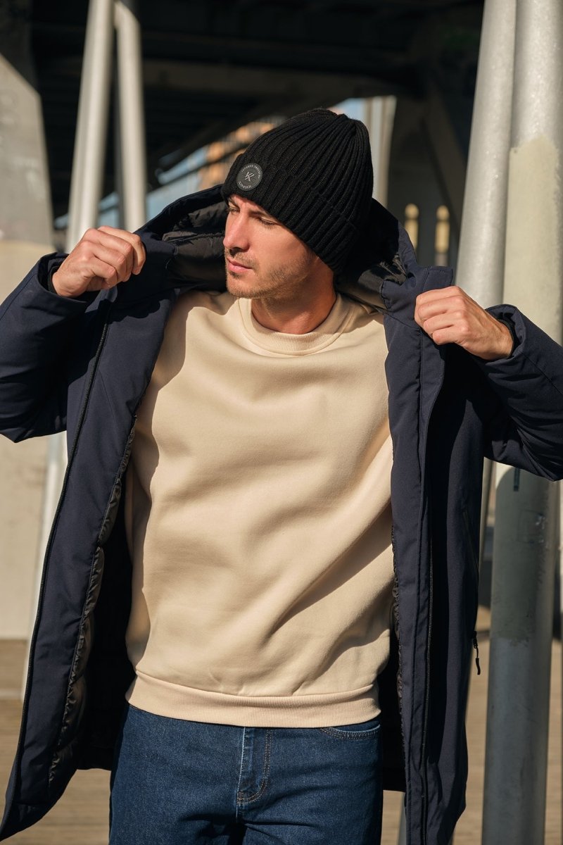 Parka longue bleu homme avec capuche MARCEL