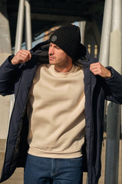 Parka longue bleu homme avec capuche MARCEL