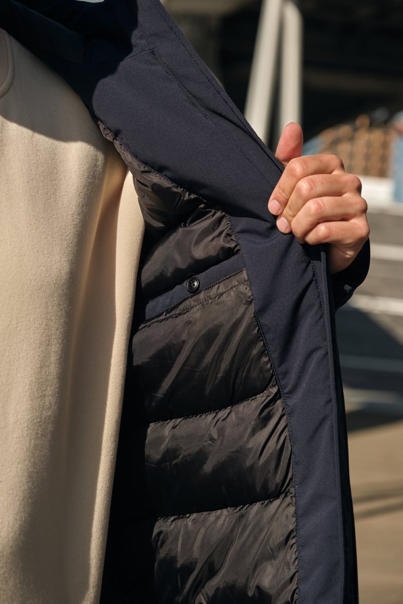 Parka longue bleu homme avec capuche MARCEL