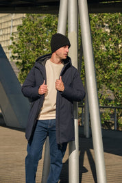 Parka longue bleu homme avec capuche MARCEL