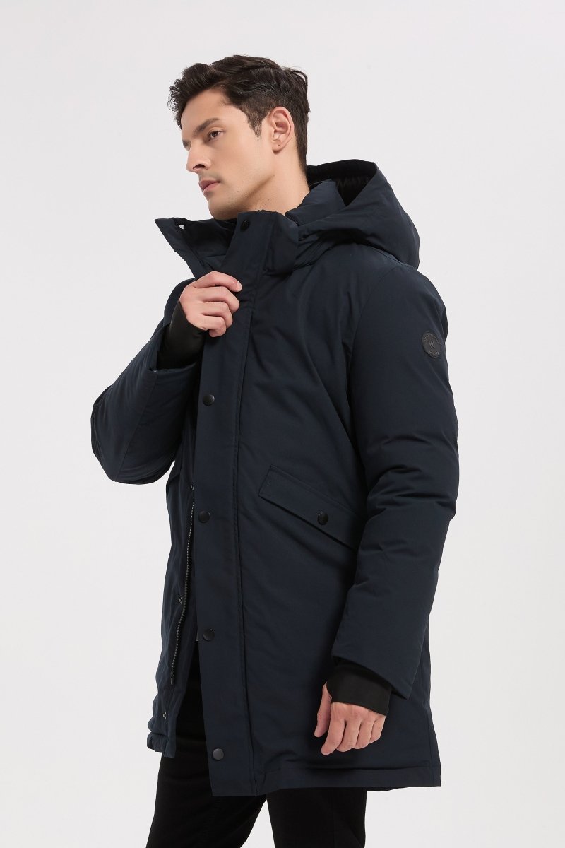 Parka longue bleu marine homme à capuche HUGUES