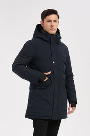 Parka longue bleu marine homme à capuche HUGUES