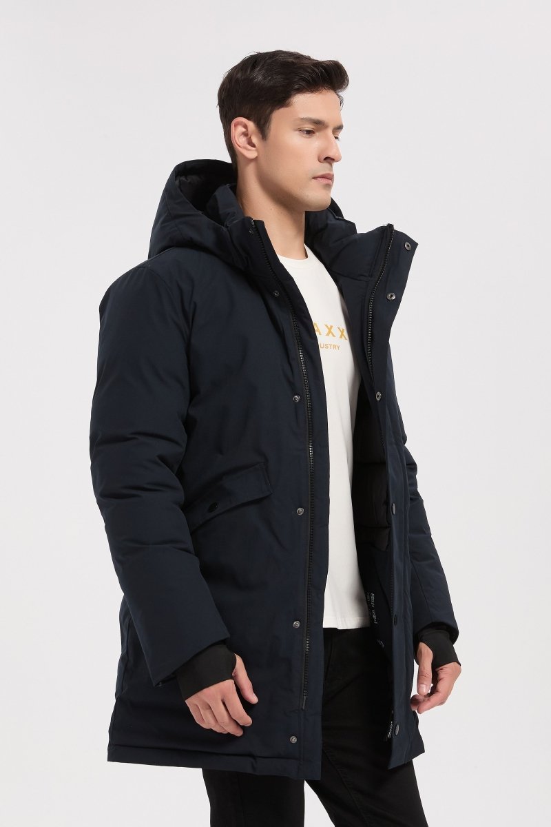 Parka longue bleu marine homme à capuche HUGUES