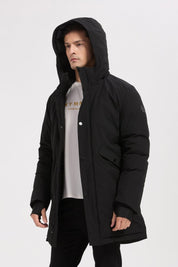 Parka longue noir homme à capuche HUGUES