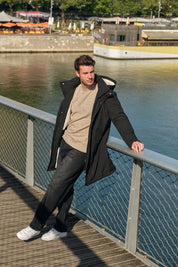 Parka longue noir homme à capuche HUGUES