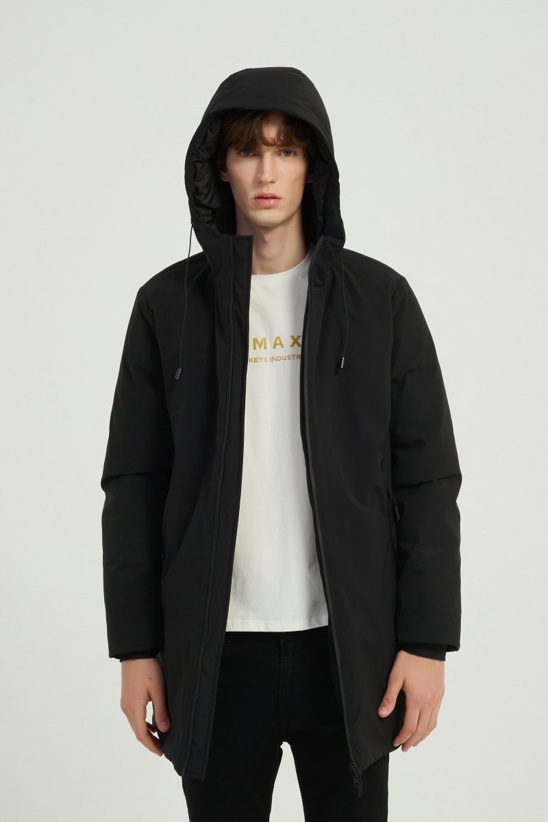 Parka longue noire homme avec capuche MARCEL
