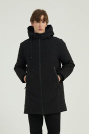 Parka longue noire homme avec capuche MARCEL