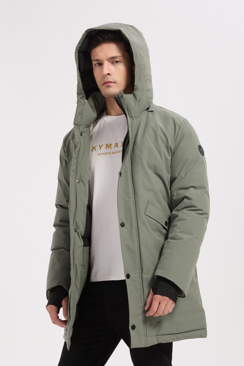 Parka longue vert homme à capuche HUGUES