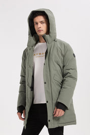 Parka longue vert homme à capuche HUGUES