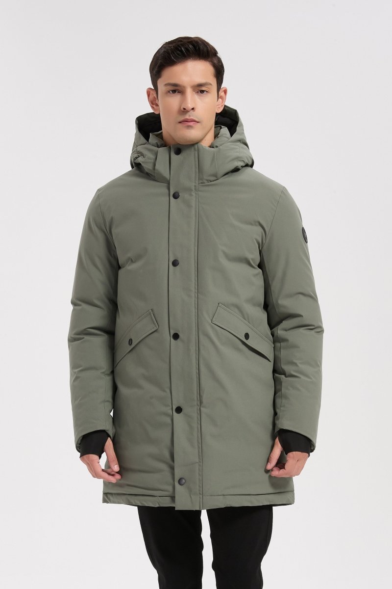 Parka longue vert homme à capuche HUGUES
