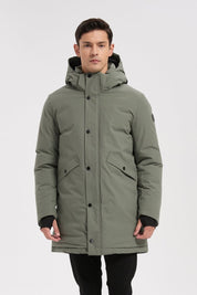 Parka longue vert homme à capuche HUGUES