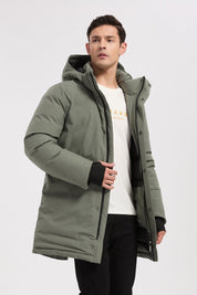 Parka longue vert homme à capuche HUGUES
