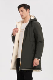 Parka réversible kaki homme à capuche effet mouton RAYMOND